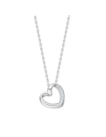 JOANLINOR | Rhod. sølvvedhæng hjerte m/cz inkl. kæde - RiveraNor