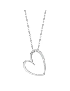 JOANLINOR | Rhod. sølvvedhæng hjerte m/cz inkl. kæde - RiveraNor