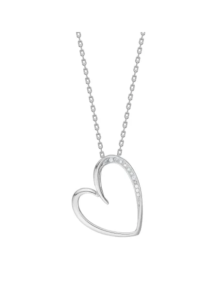 JOANLINOR | Rhod. sølvvedhæng hjerte m/cz inkl. kæde - RiveraNor