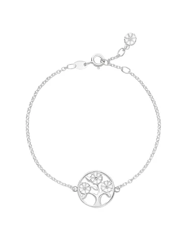 Lund Copenhagen | Marguerit armbånd livets træ 18 mm 4x5 mm hvid emalje