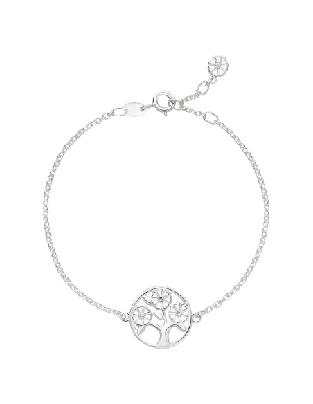 Lund Copenhagen | Marguerit armbånd livets træ 18 mm 4x5 mm hvid emalje