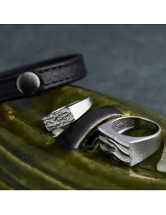 SON OF NOA | Rhod. sølvring plade m/mønster 2