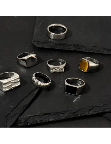 SON OF NOA | Rhod. sølvring plade m/mønster