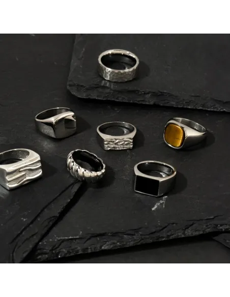 SON OF NOA | Rhod. sølvring plade m/mønster