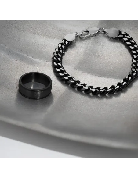 SON OF NOA | SON stål ring IP black med carbon