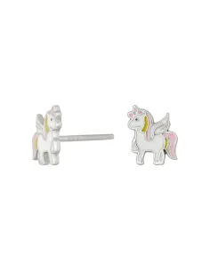 NOA KIDS rhodinerede sølvørestikker formet som regnbuer med farverig emalje.