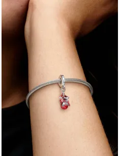 Pandora Julemagi Muranoglas Charm i rød med gylden folie og julemotiver 2