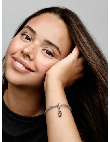 Pandora Julemagi Muranoglas Charm i rød med gylden folie og julemotiver