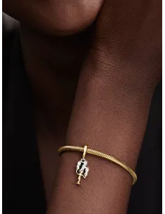 Pandora Julemagi Muranoglas Charm i rød med gylden folie og julemotiver 2