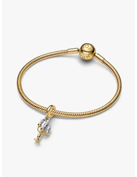 Pandora Julemagi Muranoglas Charm i rød med gylden folie og julemotiver