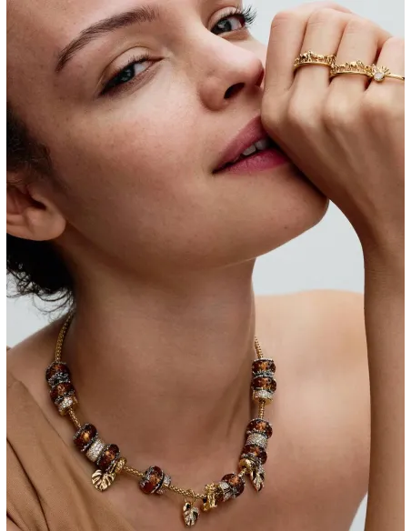 Pandora Julemagi Muranoglas Charm i rød med gylden folie og julemotiver