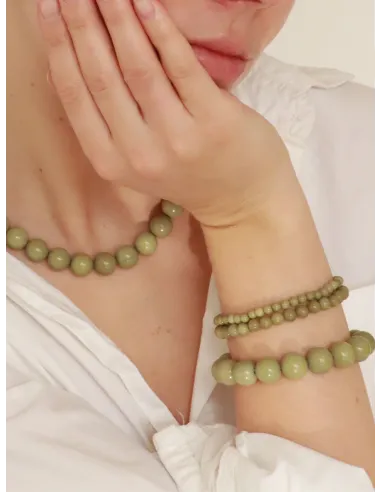 SOÏ | Petite Grøn Alashan Agat Stretch Armbånd