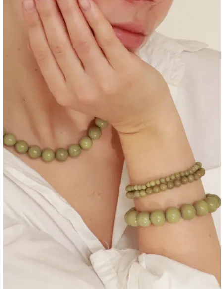 SOÏ | Petite Grøn Alashan Agat Stretch Armbånd