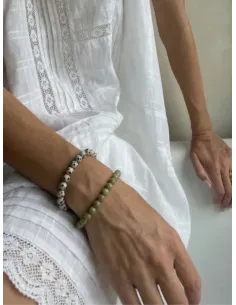 SOÏ | Essential Grøn Alashan Agat Stretch Armbånd 2