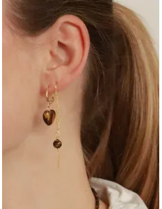 Soï | Alma Tiger Eye Hjerte Øreringe 2