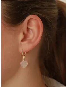 Soï | Alma Rosakvarts Hjerte Øreringe 2