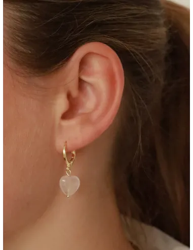 Soï | Alma Rosakvarts Hjerte Øreringe