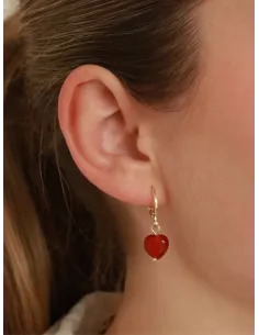 Soï | Alma Rød Jade Hjerte Øreringe 2