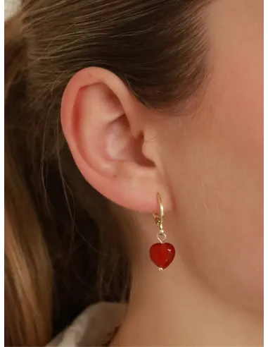 Soï | Alma Rød Jade Hjerte Øreringe