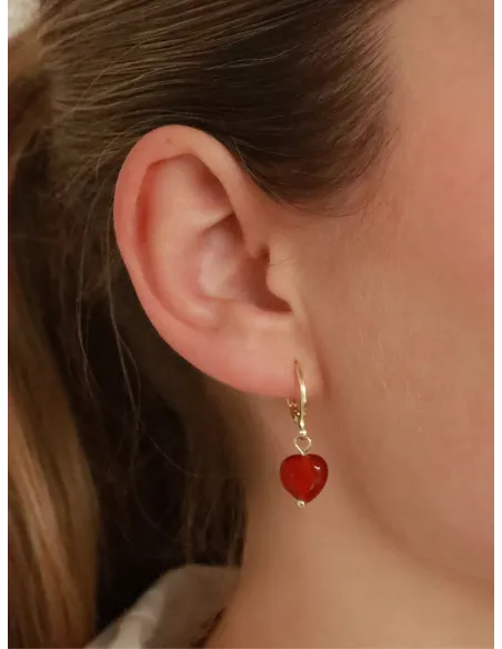 Soï | Alma Rød Jade Hjerte Øreringe