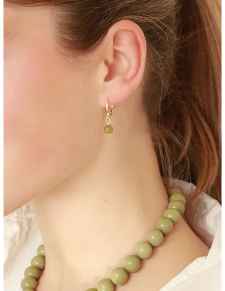 Soï | Ava Grøn Alashan Agat Huggie Øreringe