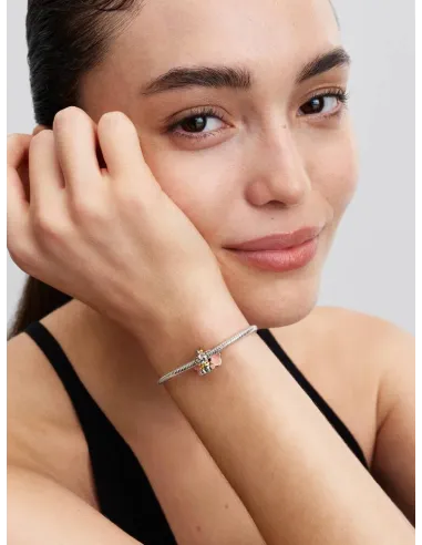 Pandora Julemagi Muranoglas Charm i rød med gylden folie og julemotiver