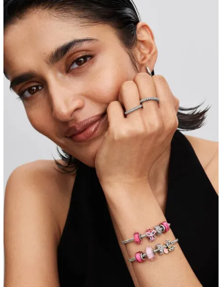 Pandora Julemagi Muranoglas Charm i rød med gylden folie og julemotiver