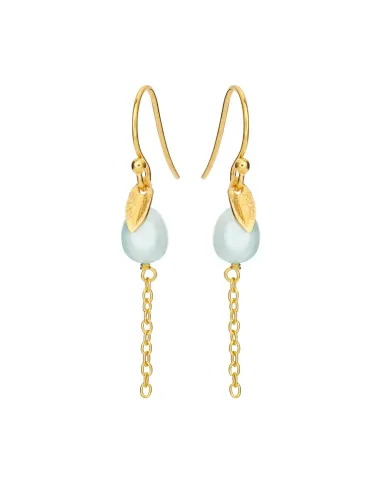 SUSANNE FRIIS BJØRNER | Ørering (bøjle), forgyldt sølv, lille blad og turkis ferskvandsperle 5-6 mm