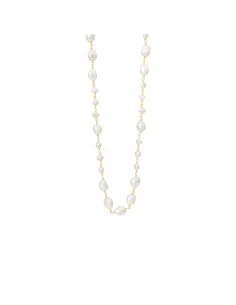 Susanne Friis Bjørner | Halskæde 40-45 cm, forgyldt sølv, blandede barokke hvide ferskvandsperler
