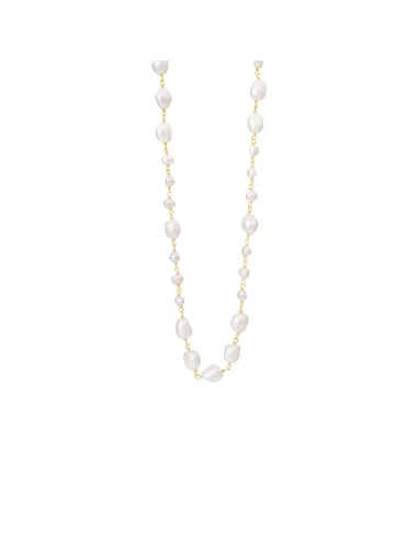 Susanne Friis Bjørner | Halskæde 40-45 cm, forgyldt sølv, blandede barokke hvide ferskvandsperler
