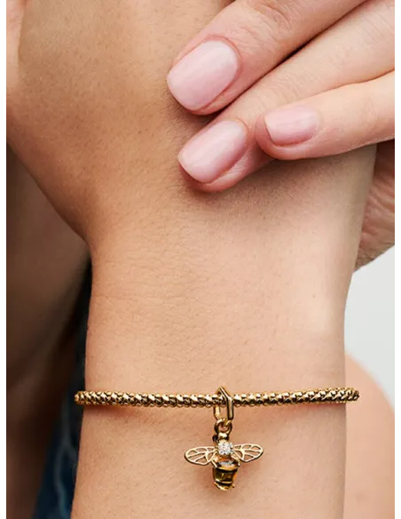 Pandora Julemagi Muranoglas Charm i rød med gylden folie og julemotiver