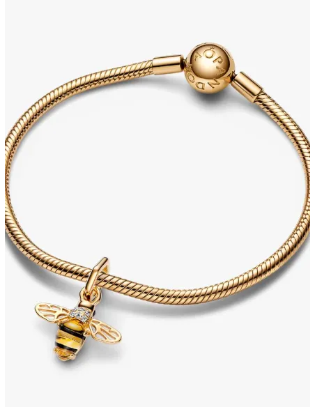 Pandora Julemagi Muranoglas Charm i rød med gylden folie og julemotiver