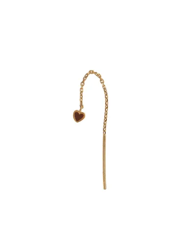 STINE A | Dangling Love Heart Mocha Enamel Earring - Single