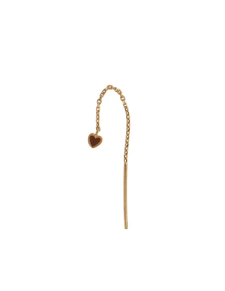 STINE A | Dangling Love Heart Mocha Enamel Earring - Single