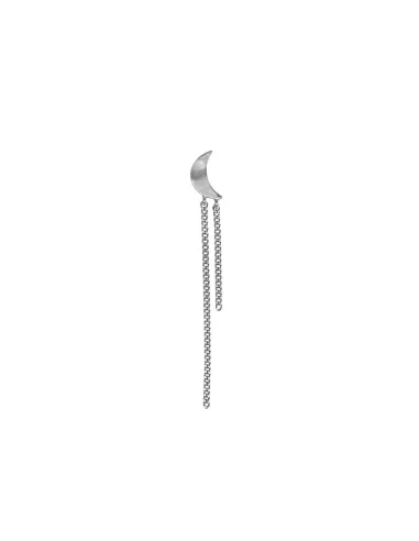 STINE A | Petit Bella Moon Earring with Two Chains Silver - Single
