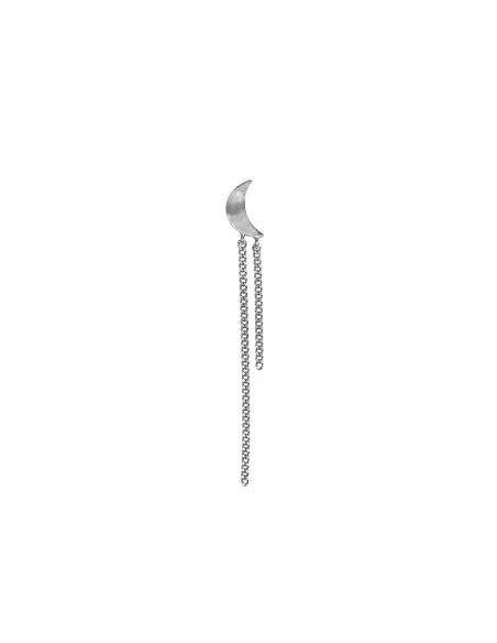STINE A | Petit Bella Moon Earring with Two Chains Silver - Single