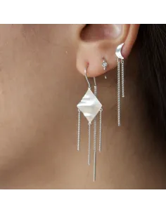 STINE A | Petit Bella Moon Earring with Two Chains Silver - Single 2