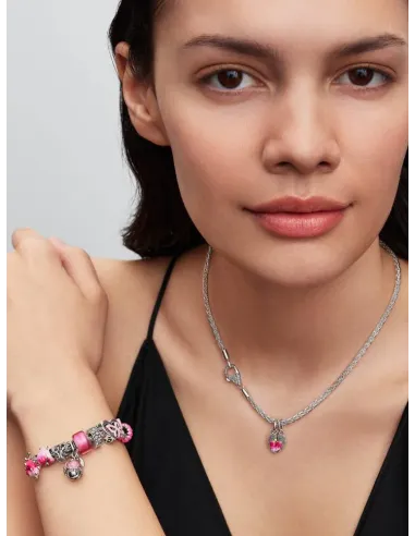 PANDORA Funklende Pavé Tredobbelt Række Charm | Glimtende Elegance