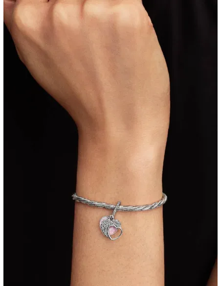 PANDORA Funklende Pavé Tredobbelt Række Charm | Glimtende Elegance