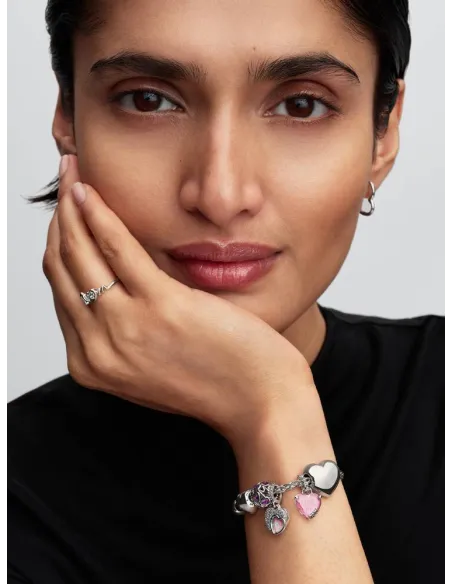 PANDORA Funklende Pavé Tredobbelt Række Charm | Glimtende Elegance