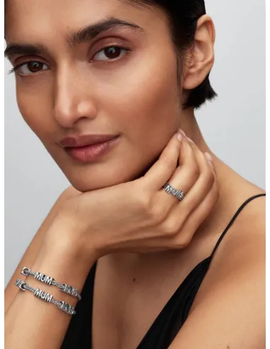 PANDORA Funklende Pavé Tredobbelt Række Charm | Glimtende Elegance