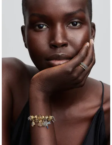 PANDORA Funklende Pavé Tredobbelt Række Charm | Glimtende Elegance