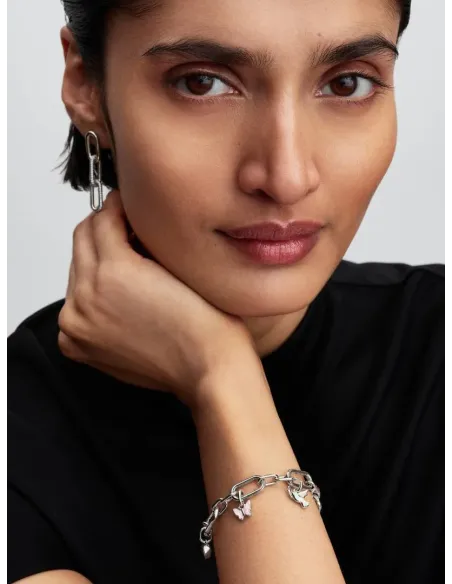 PANDORA Funklende Pavé Tredobbelt Række Charm | Glimtende Elegance