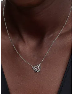 PANDORA | Sammenflettet Hjerte & Sommerfugl Halskæde med 2