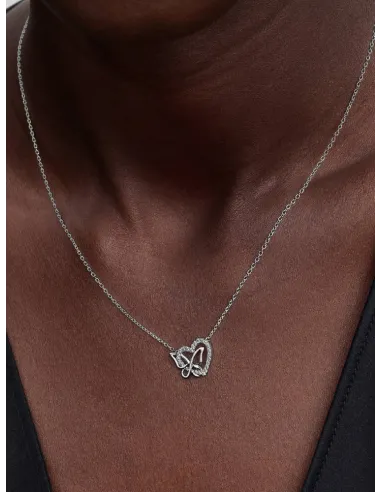 PANDORA | Sammenflettet Hjerte & Sommerfugl Halskæde med