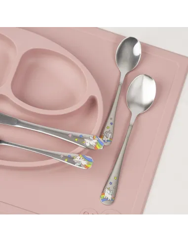 NOA KIDS | Rustfrit stål bestik Enhjørning m. emalje