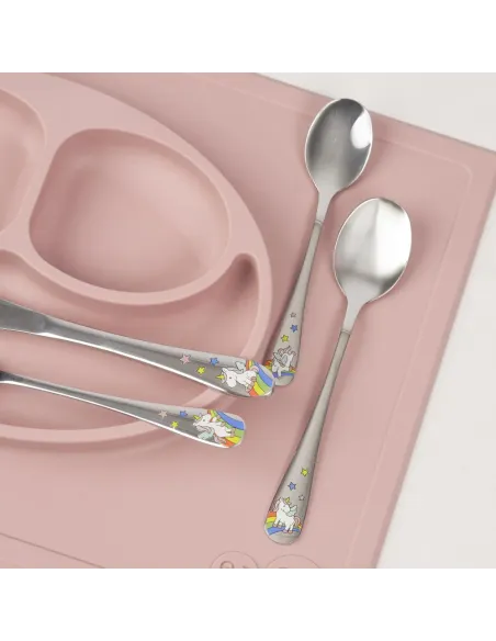 NOA KIDS | Rustfrit stål bestik Enhjørning m. emalje