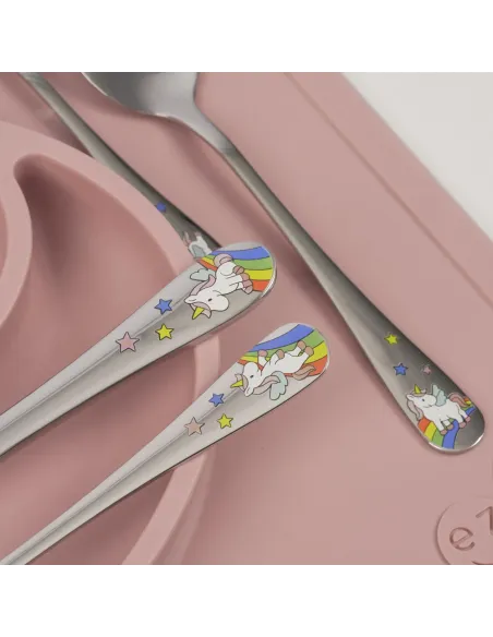 NOA KIDS | Rustfrit stål bestik Enhjørning m. emalje