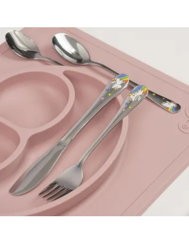 NOA KIDS | Rustfrit stål bestik Enhjørning m. emalje