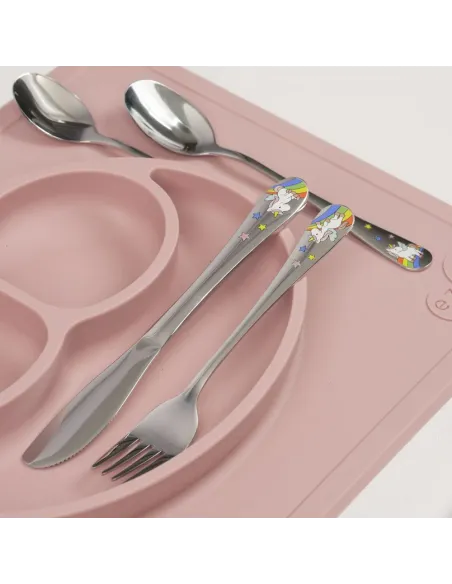 NOA KIDS | Rustfrit stål bestik Enhjørning m. emalje